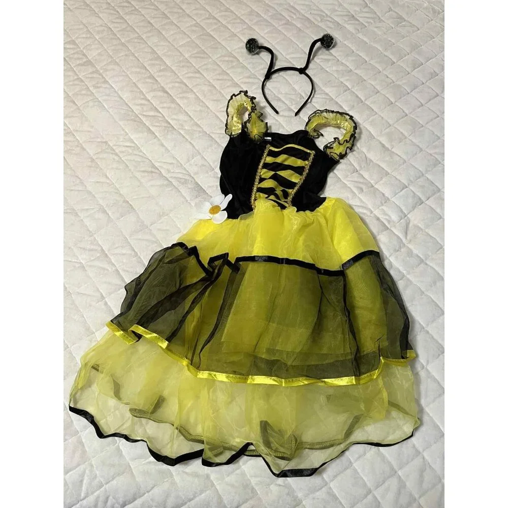 Bumblebee Halloween Costume Dress Headband Size Large Yellow Black Fall Dress Up